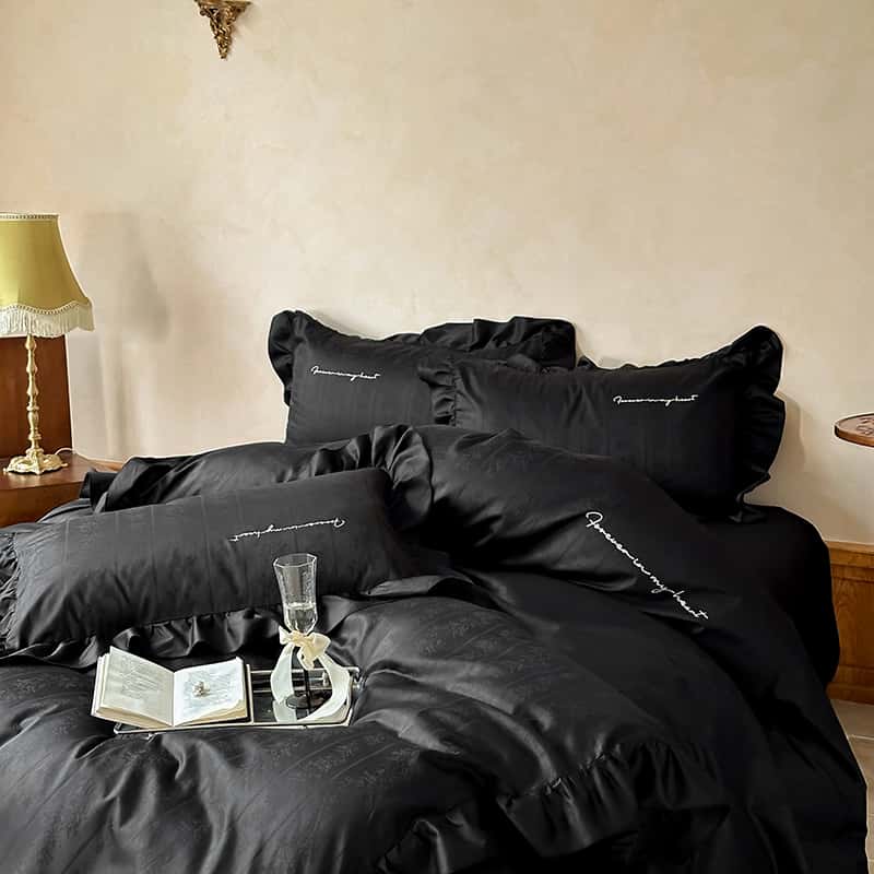 Texihome Balck Duvet Cover Set 100S Cotton Jacquard - Main Image