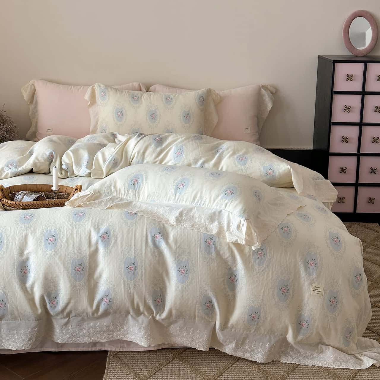 Texihome Cotton Gauze Bedding Set with French Ruffles - Main Image