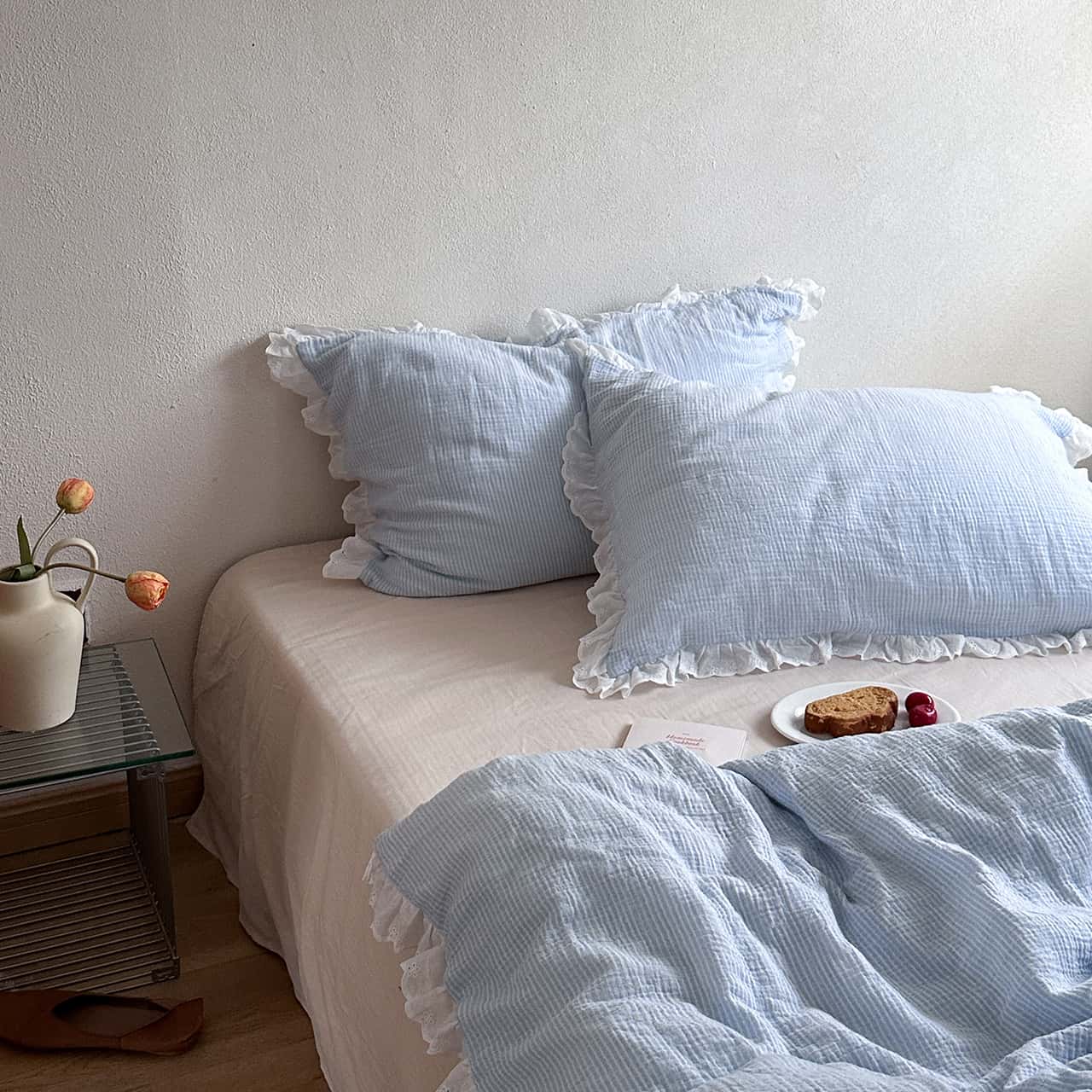 Texihome Crinkle Gauze Duvet Cover Set with Ruffled Edges - Main Image