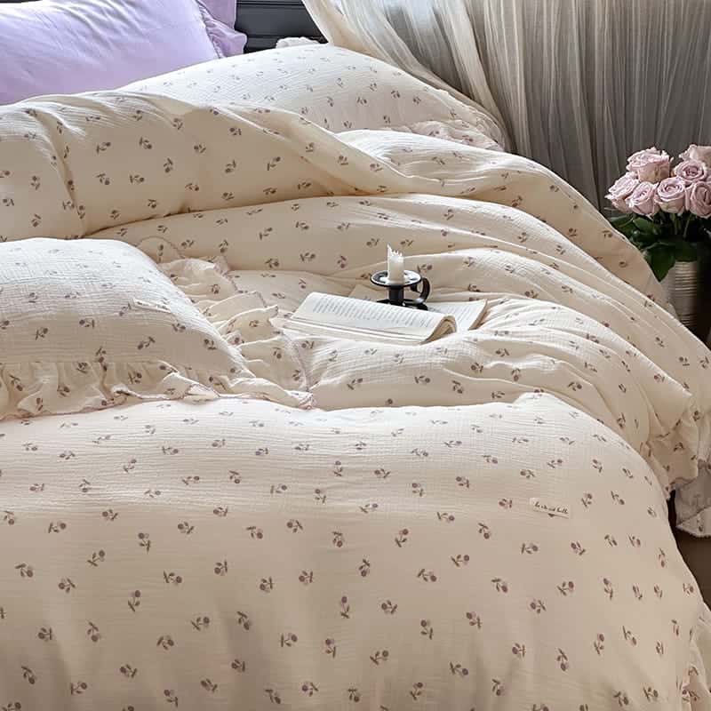 Texihome Duvet Cover Set Crinkled Double Gauze Floral - Main Image