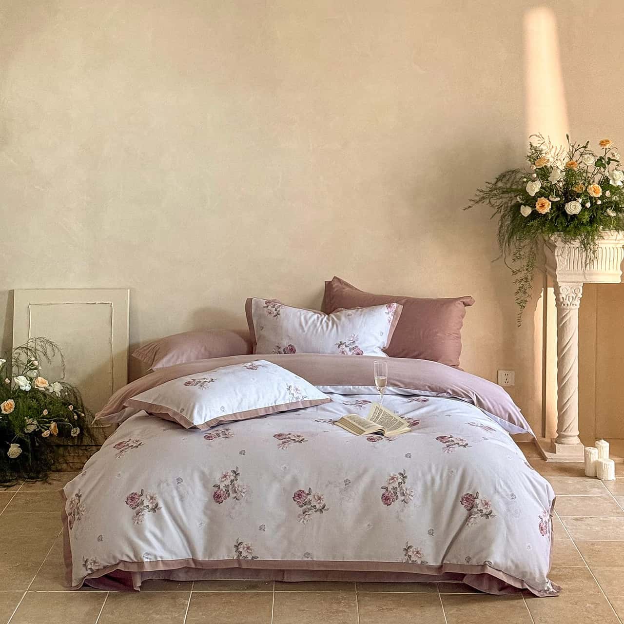 Texihome Floral Duvet Cover Set in Dusty Mauve - Main Image