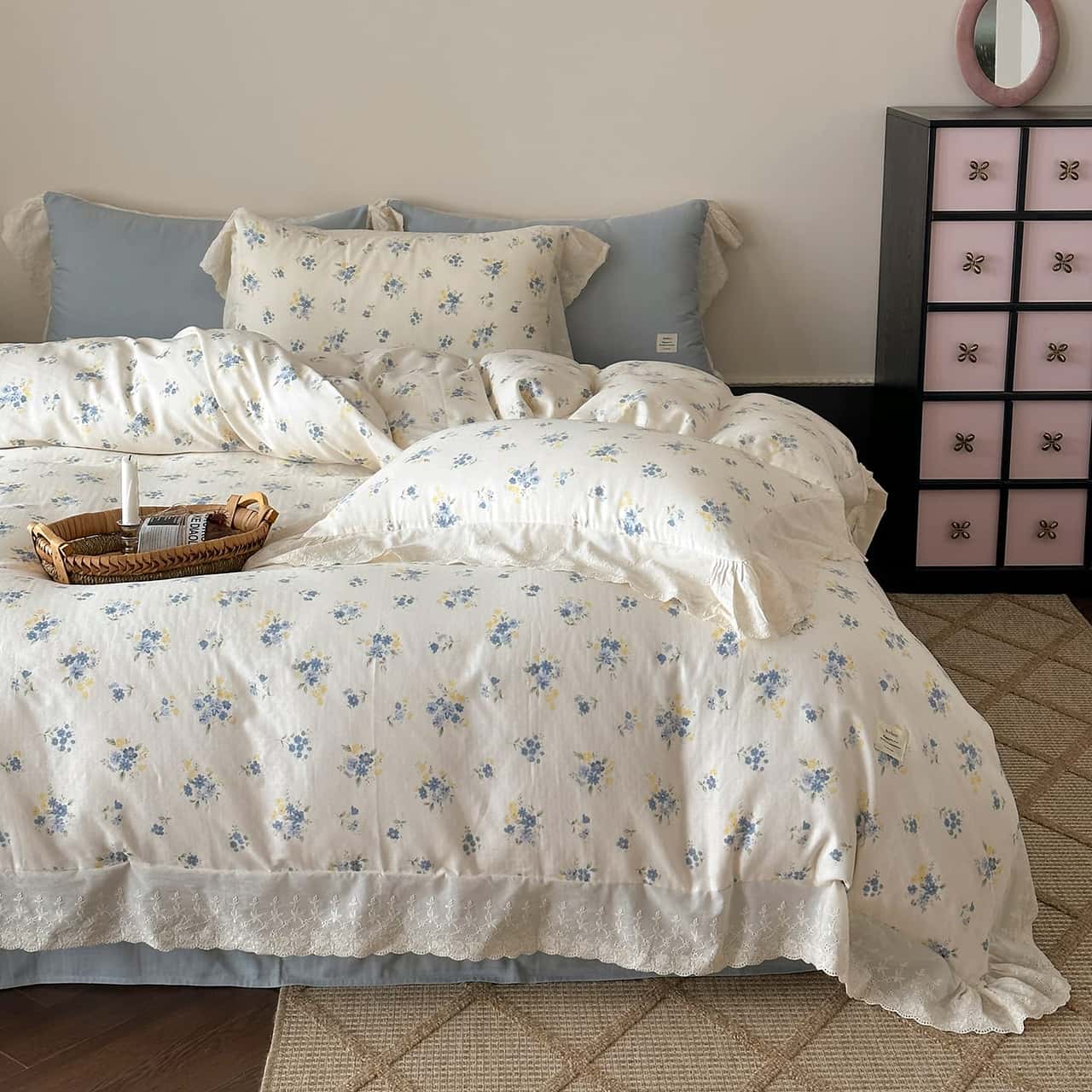 Texihome French Ruffle Floral Cotton Bedding Set - Main Image