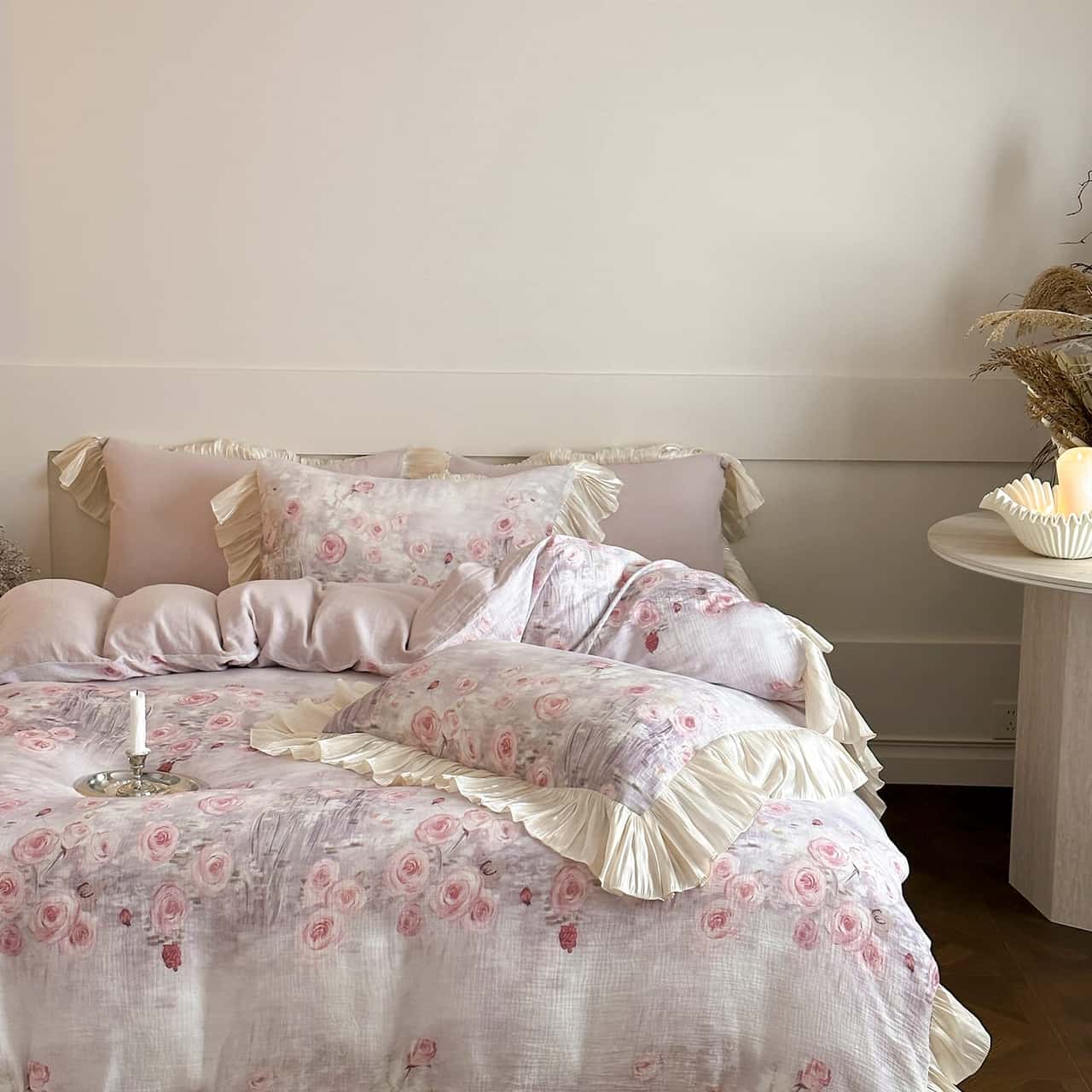 Texihome Romantic Rose Ruffled Duvet Cover Set - Main Image