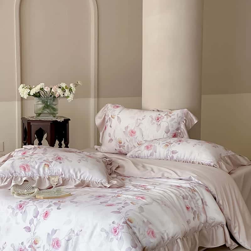 Texihome Tencel Duvet Cover Set Vintage Floral Print - Main Image