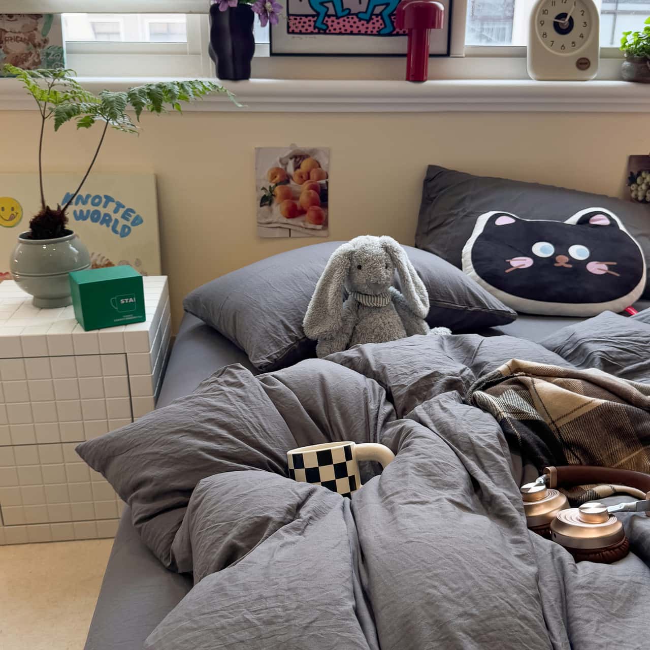 Wp Bedding Set Brushed Washed Cotton Charcoal - Main Image