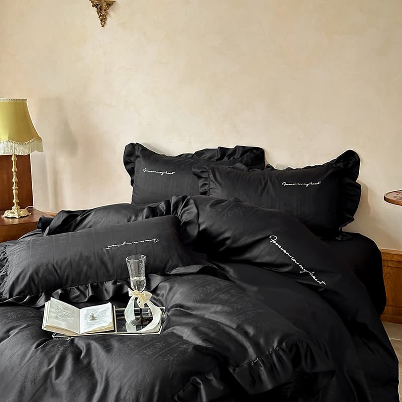 Balck Duvet Cover Set 100S Cotton Jacquard