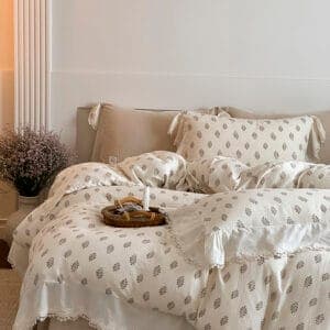Texihome Bedding Set French Ruffle Double Gauze - Image 7