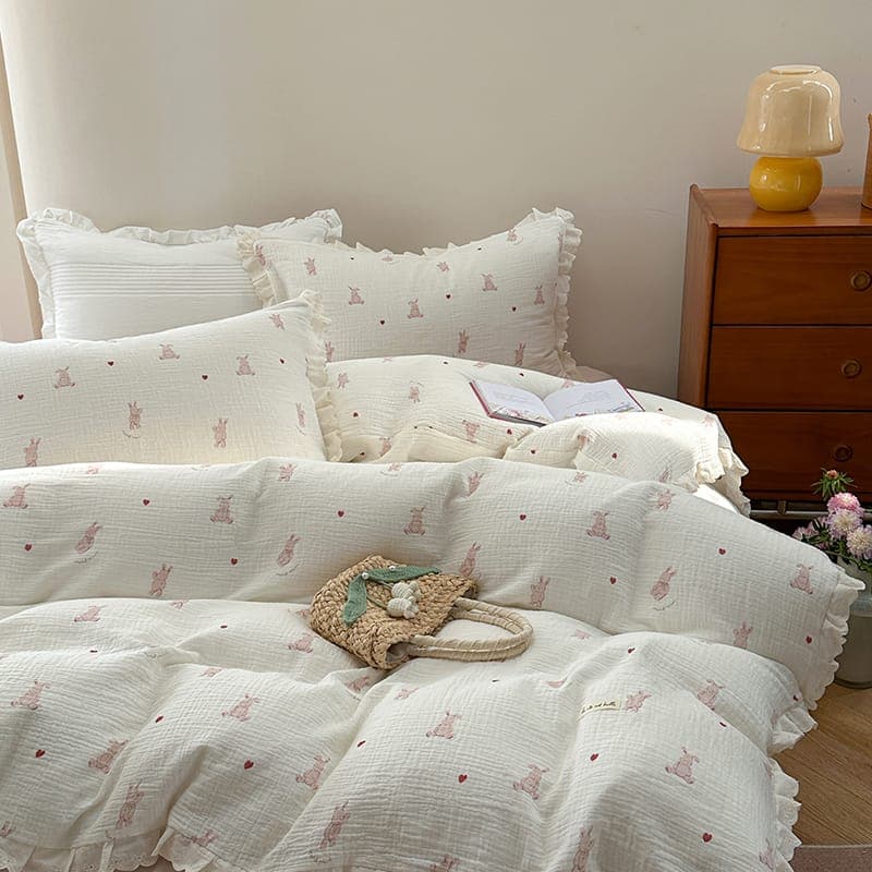 Bedding Set Ruffled Double Gauze