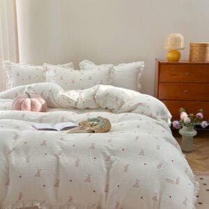 Texihome Bedding Set Ruffled Double Gauze - Image 3