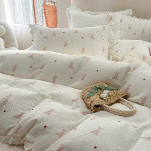 Texihome Bedding Set Ruffled Double Gauze - Image 4