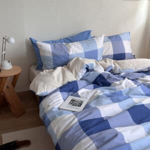 Texihome Brushed Cotton Bedding Set in Island Blue Plaid - Image 3