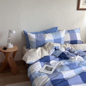 Texihome Brushed Cotton Bedding Set in Island Blue Plaid - Image 4