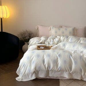 Texihome Cotton Gauze Bedding Set with French Ruffles - Image 3