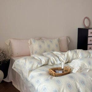 Texihome Cotton Gauze Bedding Set with French Ruffles - Image 5
