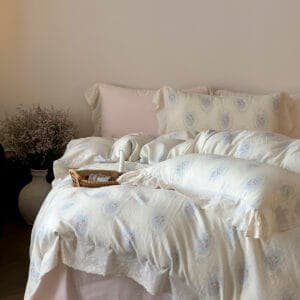 Texihome Cotton Gauze Bedding Set with French Ruffles - Image 6
