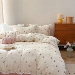 Texihome Double Gauze Duvet Cover Set with Cherry Print - Image 3