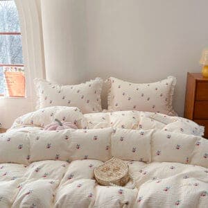 Texihome Double Gauze Duvet Cover Set with Cherry Print - Image 4