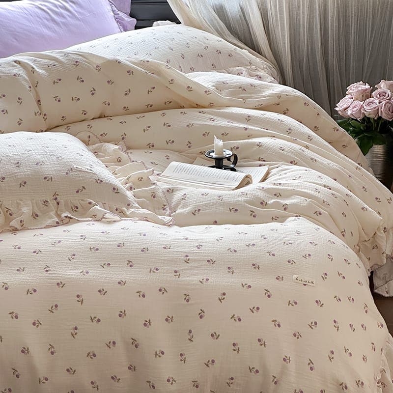 Duvet Cover Set Crinkled Double Gauze Floral
