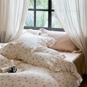Texihome Duvet Cover Set Double Gauze Floral - Image 6