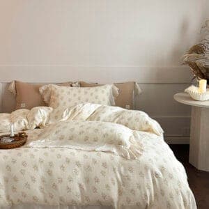 Texihome Duvet Cover Set Double Gauze Floral Ruffle - Image 3