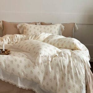 Texihome Duvet Cover Set Double Gauze Floral Ruffle - Image 7
