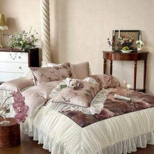 Texihome Duvet Cover Set Vintage Floral Ruffle - Image 5