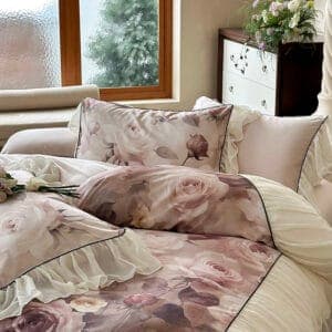 Texihome Duvet Cover Set Vintage Floral Ruffle - Image 7