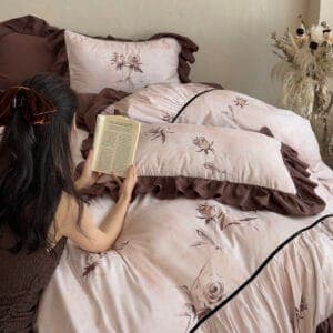 Texihome Duvet Cover Set Vintage Floral Ruffles - Image 6
