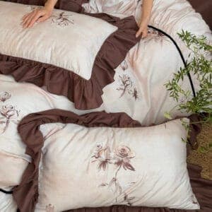 Texihome Duvet Cover Set Vintage Floral Ruffles - Image 7