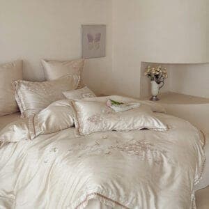 Texihome Elegant Butterfly Embroidered Ivory Duvet Cover Set - Image 5