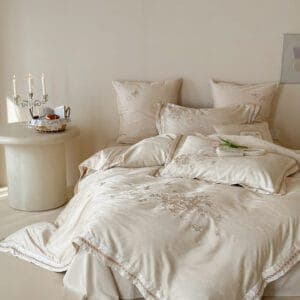 Texihome Elegant Butterfly Embroidered Ivory Duvet Cover Set - Image 6