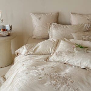 Texihome Elegant Butterfly Embroidered Ivory Duvet Cover Set - Image 7