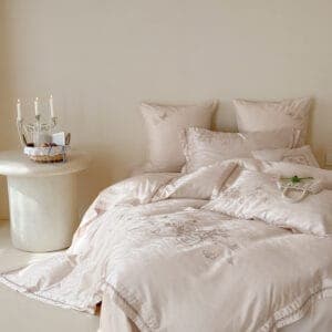 Texihome Embroidered Butterfly Satin Duvet Cover Set in Blush Pink - Image 6