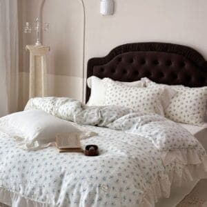 Texihome Floral Double Gauze Bedding Set with French Ruffles - Image 3