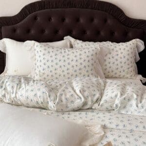 Texihome Floral Double Gauze Bedding Set with French Ruffles - Image 4