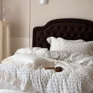 Texihome Floral Double Gauze Bedding Set with French Ruffles - Image 6