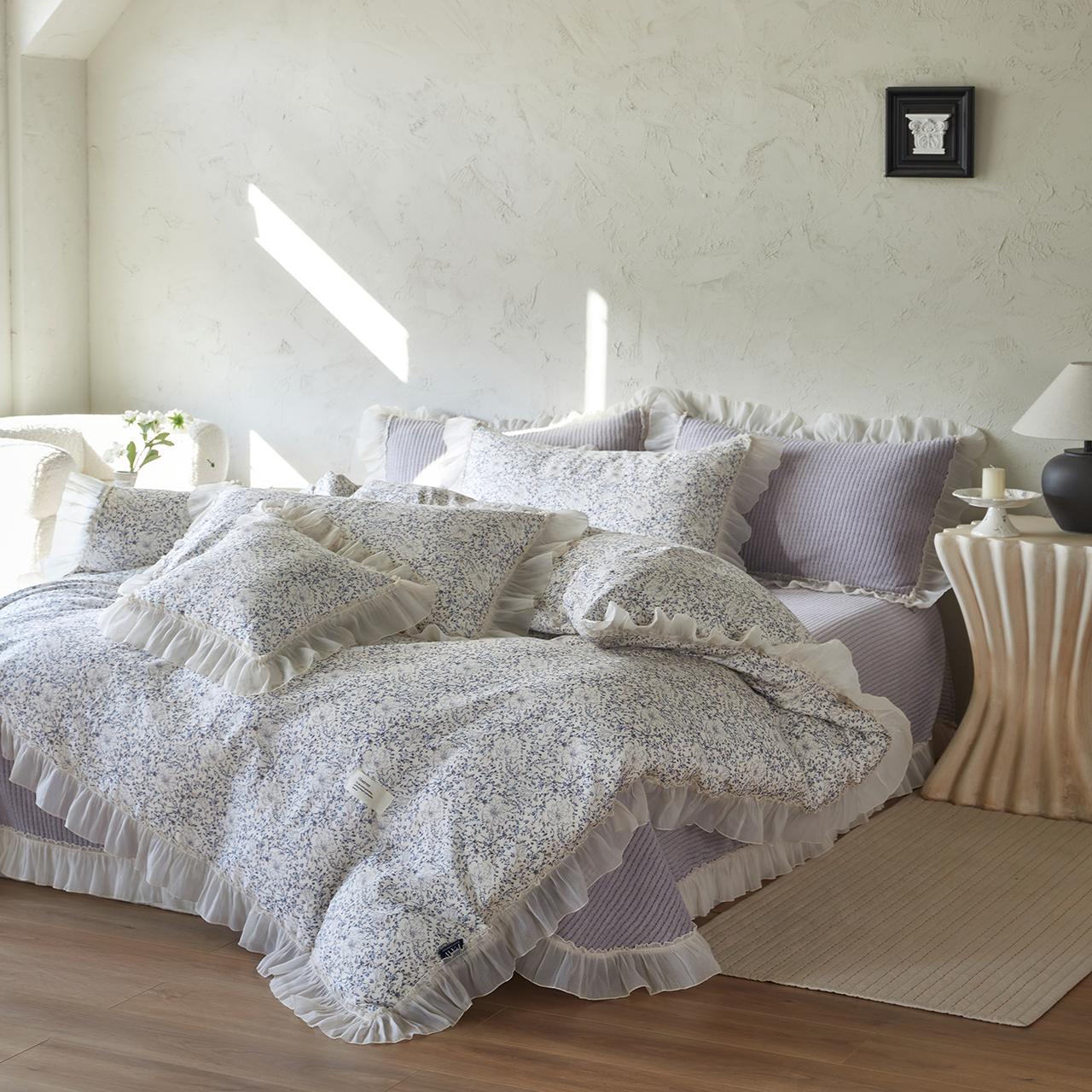 Floral Ruffled Duvet Cover Set – Soft Cottagecore Cotton Bedding