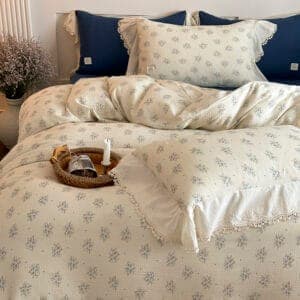 Texihome French Floral Bedding Set Double Gauze - Image 7