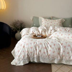 Texihome French Ruffle Cotton Muslin Bedding Set - Image 3