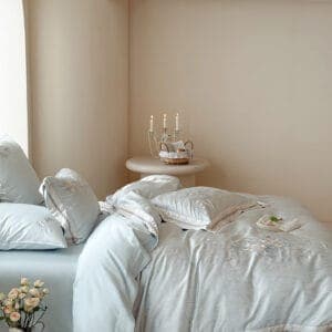 Texihome Powder Blue Floral Embroidered Duvet Cover Set - Image 3
