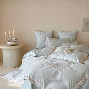 Texihome Powder Blue Floral Embroidered Duvet Cover Set - Image 7