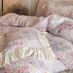 Texihome Romantic Rose Ruffled Duvet Cover Set - Image 3