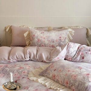 Texihome Romantic Rose Ruffled Duvet Cover Set - Image 4
