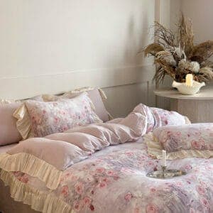 Texihome Romantic Rose Ruffled Duvet Cover Set - Image 5