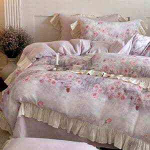 Texihome Romantic Rose Ruffled Duvet Cover Set - Image 6