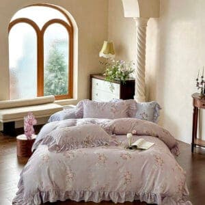 Texihome Tencel Duvet Cover Set Ruffled Floral - Main Image