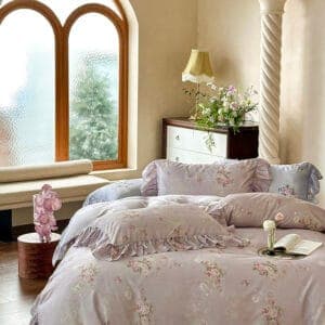 Texihome Tencel Duvet Cover Set Ruffled Floral - Image 3