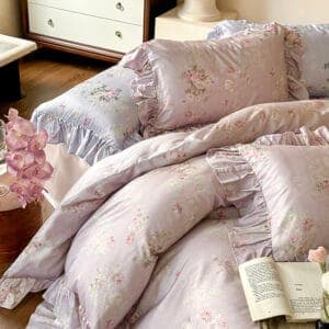 Texihome Tencel Duvet Cover Set Ruffled Floral - Image 6