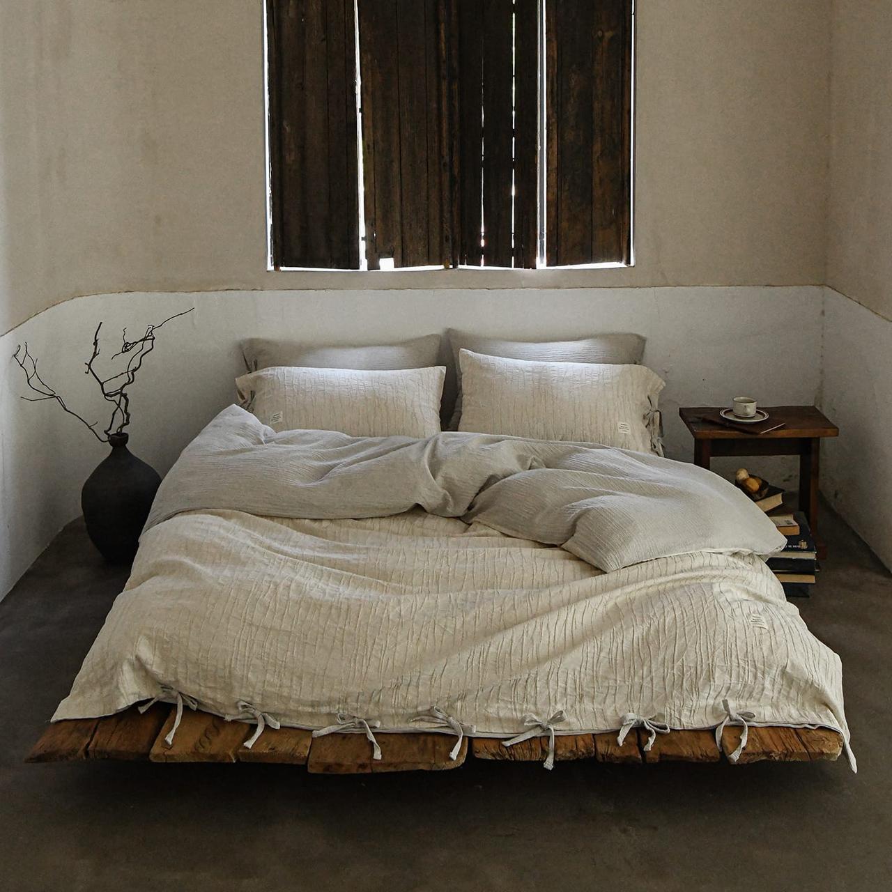 Textured Cotton Linen Duvet Cover Set