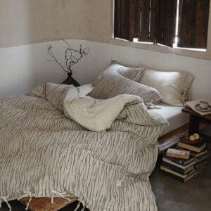 Texihome Textured Cotton Linen Duvet Cover Set with Tie Closures - Image 3